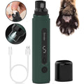 Quiet dog nail grinder held beside a calm dog