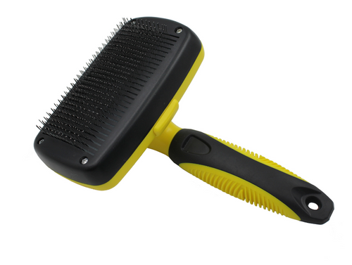 Side view of the slicker brush head and handle